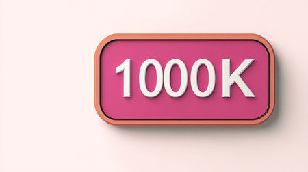 1000K Followers Social Media Notification Icon, Isolated 3D Illustration On Pink Background.の素材