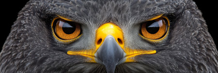Intense Gaze Close-Up Portrait of a Majestic Eagle s Fierce Orange Eyes and Sharp Beakの素材