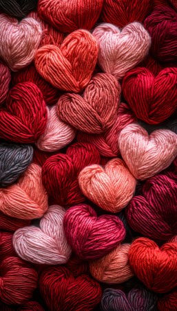 Soft, Romantic Background Pink And Red Knitted Hearts Perfect For Valentine s Day Projects.の素材