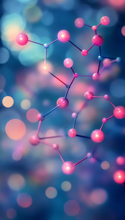 Abstract Molecular Structure, 3D Rendering. Network, Chemistry, Science, Medical Background.の素材