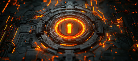Futuristic Digital Lock, Cyber Security Technology, Data Encryption, Network Protectionの素材