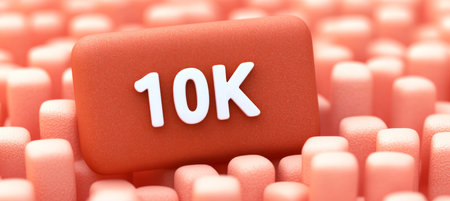 10K Text Written On A Red Block On Rounded Surface, Thank You Banner, Goal Achievement Social Mediaの素材