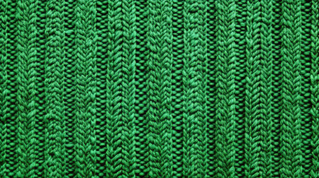 Vivid Green Knit Fabric Macro Texture, Repeating Pattern, Textile Background for Design Projectsの素材