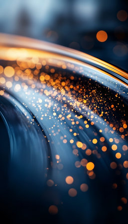 Elegant Flowing Streams With Bokeh, Abstract Background With Golden lights, Copy Spaceの素材