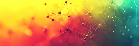 Information Technology Data Flow, Brightly Colored Geometric Shapes on Abstract Backgroundの素材