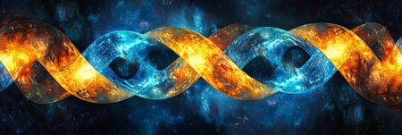 Glowing Interwoven Ribbon Energy Field Texture, Abstract Nebula Spiral Art Design Backgroundの素材