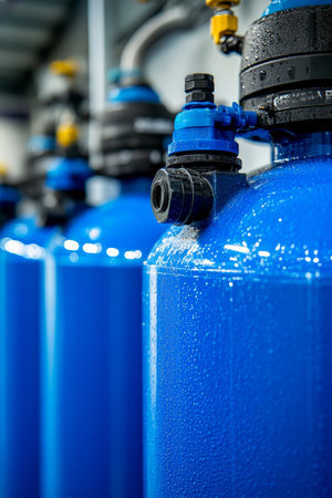 Close-Up View of Industrial Water Filter System Water Purification and Filtration Technologyの素材