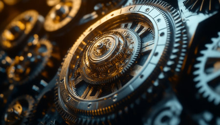 Intricate Mechanics A Close-Up View of Interlocking Gears and Complex Machinery in Motionの素材