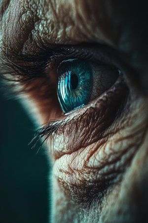The Stories Etched in Time A Close-Up of an Elderly Eye, Wrinkles, and the Passage of Timeの素材