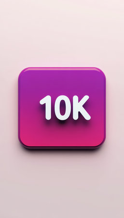 Social Media Marketing 10K Follower Notification Icon, Pastel Pink and Purple Gradient Backgroundの素材