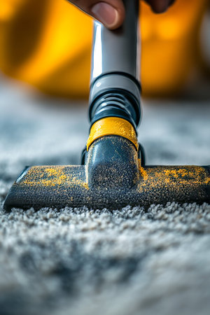 Carpet Cleaning Closeup Vacuum Cleaner Height Adjustment Set for Deep Clean on Textured Carpetの素材