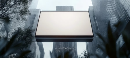 Empty Digital Ad Screen, Billboard Mockup In Urban Cityscape, Advertising And Marketing Conceptの素材