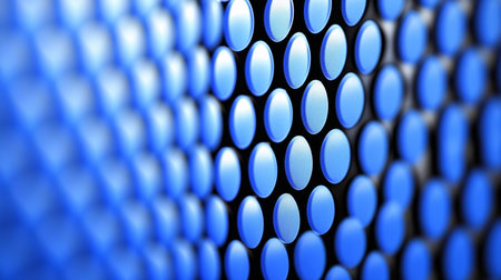Abstract Blue Pattern, Metallic Blue Discs In A Geometric Grid Formation, Digital Art, 3d Renderingの素材