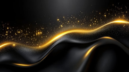 Luxurious Black and Gold Abstract Background With Elegant Waves for Finance or Bankingの素材