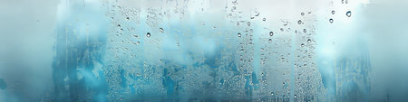 Condensation on Window Glass Surface, Water Droplets, Misty Foggy Patterns, Abstract Backgroundの素材