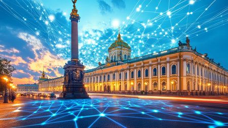 The State Hermitage Museum Integrated into a Digital Network, Saint Petersburg, Russiaの素材