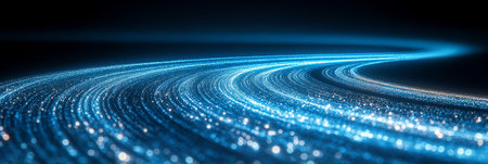 Abstract Blue Light Trails Background, Digital Technology, Futuristic Network Visualization.の素材