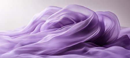 Flowing Purple Fabric, Abstract Design, Soft Lighting, Smooth Texture, Dynamic Movementの素材