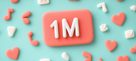 Celebrating 1 Million Followers A Festive Background with Pastel Colors and Playful Symbols.の素材