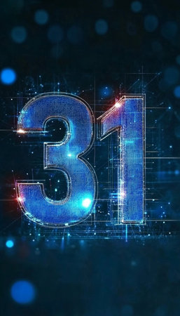 Glowing Futuristic Number 31 Digital Abstract Background. Technology, Innovation, Celebration Renderの素材