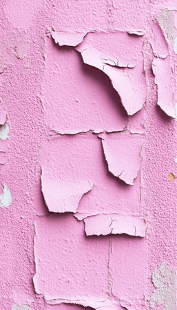 Pink Textured Wall Background With Peeling Paint, Cracked Plaster, And Copy Space For Designの素材