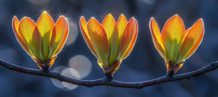 New Growth, Leaves Unfolding, Bright Sunlight, Delicate Twig, Spring Awakening, New Lifeの素材