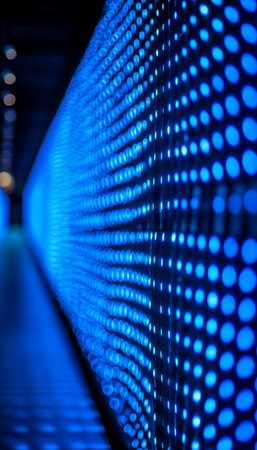 Abstract Background With Blue Glowing Dots, Lines And Shapes. Big Data Network Visualization.の素材