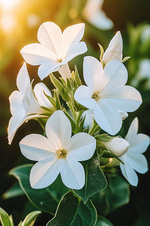 Delicate White Phlox Flowers, Soft Focus, Natural Light, Shallow Depth Of Field, Bokeh Backgroundの素材