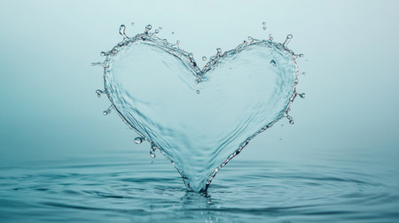 Liquid Heart Water Splash Forming Heart Shape, Symbolizing Love, Purity, Health, and Wellnessの素材