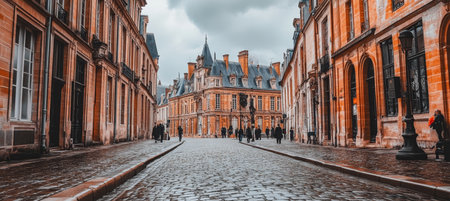 Historic Street Leading To Palace, Grand Architecture In European City, Travel Destinationの素材