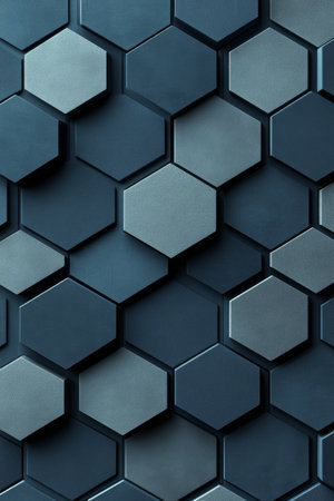 Blue and Gray Three-Dimensional Hexagon Background, Generating a Stunning Geometric Patternの素材