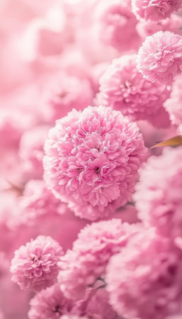 Delicate Pink Cherry Blossoms on Branch, Abstract Floral Background, Soft Focus, Spring Beautyの素材