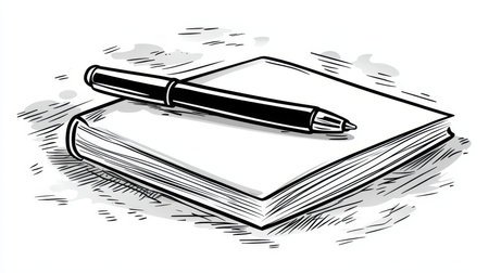 Open Notebook With Pen, Vector Illustration Sketch, Notepad, Writing, Back To School Stationeryの素材