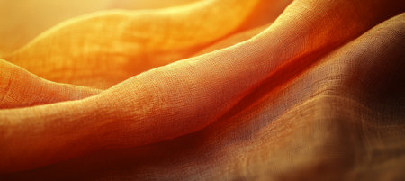 Flowing Golden Drapery Abstract Texture of Smooth, Elegant Fabric with Soft Lights and Shadowsの素材