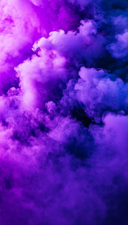 Purple Smoke Cloudscape Abstract Swirls and Dynamic Movement, High-Resolution Stock Photoの素材