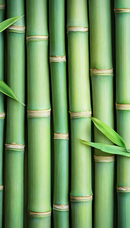 Green Bamboo Stalks, a Natural Background Texture. Tranquil and Serene Natural Image.の素材