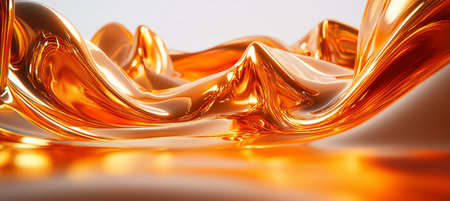 Abstract Golden Liquid, Splash of Wavy Smooth Metal. Luxury and Premium Concept. 3D Renderの素材