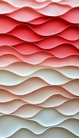 Seamless Light Red To Pastel Pink 3D Wave Pattern, Minimalist Abstract Background For Text Placementの素材