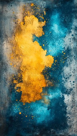 Abstract Azure and Gold Texture Background Vibrant, Fluid Art Design, Perfect for Modern Projects.の素材