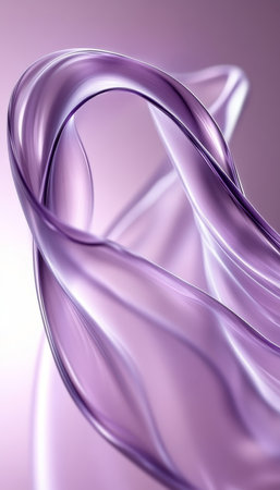 Abstract Design of Flowing Lilac Fabric Layers, Curved Shape on a Violet Background.の素材