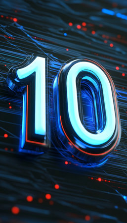 Abstract Futuristic Sci-Fi Celebration of Number Ten. Title Must include Ten for stock websites.の素材