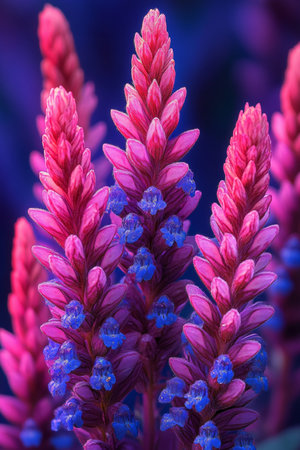 Vibrant Purple and Pink Wildflowers in Bloom, Macro Photography with Soft Focus Bokeh Backgroundの素材