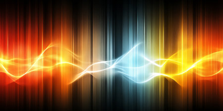 Vivid Color Spectrum Cyan, Magenta, And Fiery Red Flowing Against A Pure Black Backgroundの素材