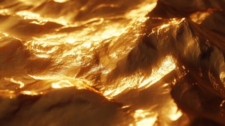 Golden, Textured Surface With Light Highlights, Warm Golden Color, Smooth Forms, High Contrastの素材