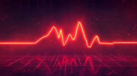 Red Electrocardiogram Line, Digital Healthcare and Medical Background with Minimal Designの素材