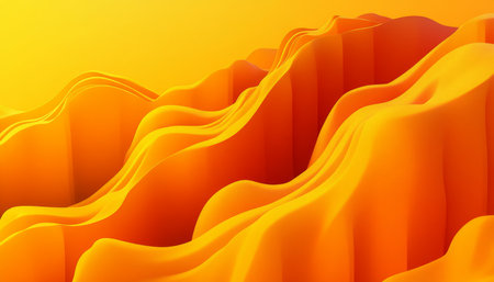 Abstract Vector Image With Folded Gold Foil, Bright Yellow Smooth Curves In Modern Minimalist Style.の素材