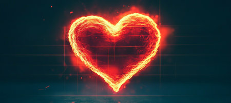 Fiery Heart A Vector Illustration of Passionate Love and Intensity on a Dark Backgroundの素材