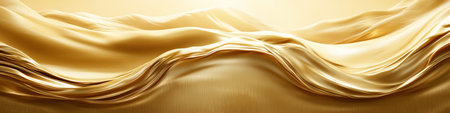 Abstract Golden Wave Background, Flowing Drapery, Silk or Satin Fabric, Smooth and Elegant Designの素材