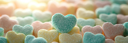 Pastel Heart Candies. Delicious Pastel Colored Heart-Shaped Valentine s Day Candy Arrangement.の素材