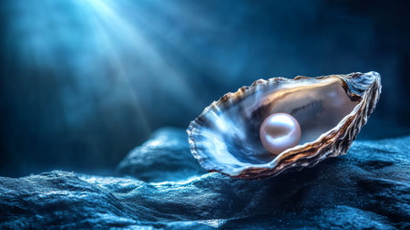Open Oyster Shell Reveals a Luminous Pearl, Fine Art Photography, Elegant Studio Lighting, Close Upの素材
